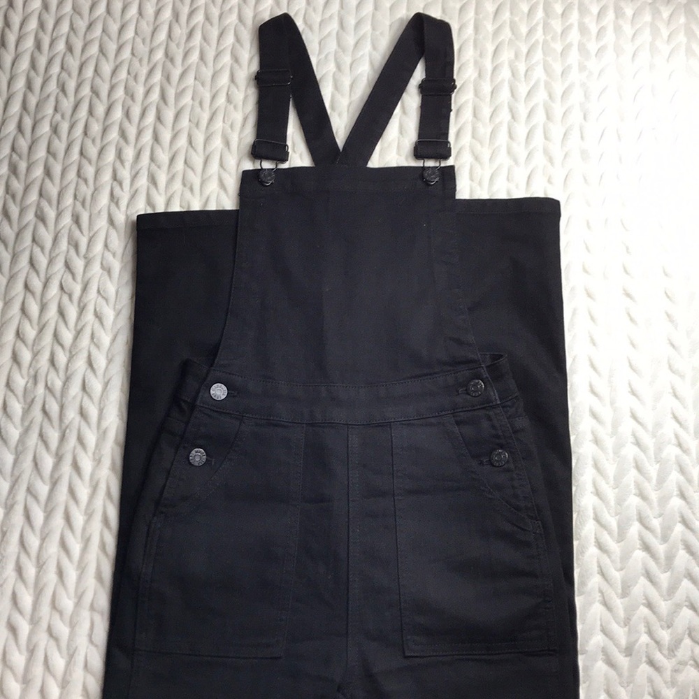 Madewell Black Denim Cross Back Overalls NWOT - Picture 3 of 6